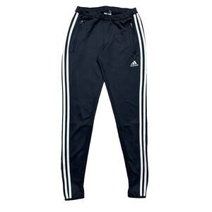 Womens Size XS Adidas Soccer Tiro Jogger Pants Black 3 Stripe Zipper Pockets